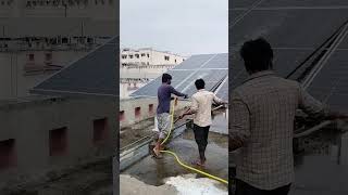 Solar module cleaning before ampafter trending solarpowerenergy solarpower solarenergy machine [upl. by Dede]