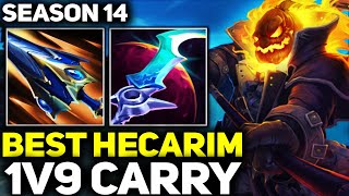 RANK 1 BEST HECARIM IN THE WORLD 1V9 CARRY GAMEPLAY  Season 14 League of Legends [upl. by Alburga]