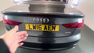 2016 AUDI A3 CABRIOLET 14 TFSI CoD S line Convertible 2dr Petrol Manual Euro 6 ss Nav 150 ps [upl. by Diad]