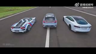 Drag Race Zeekr 001 FR vs Tesla Model S Plaid vs Porsche 918 Spyder [upl. by Hayyikaz694]