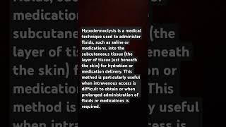 Hypodermoclysis is a medical technique used to administer fluids such as saline intredermally [upl. by Kendy]