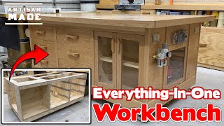 This Mobile Workbench  Outfeed Table Is The Greatest Workshop Upgrade Ever  DIY Shop Furniture [upl. by Alym]