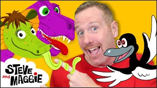 Surprise Game with Toys and More with Steve and Maggie  Dinosaur Safari Story for Kids [upl. by Conall547]