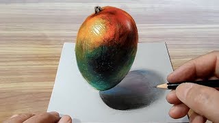 Drawing Mango  How to Draw 3D Realistic Mango Illusion  VamosART [upl. by Annawoj]