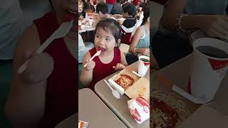 EATING A YUMMY DELICIOUS SPAGHETIE AND FRIES AT JOLLIBEE shortstrending shortsviral shortsvideo [upl. by Libys]