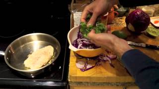 Red Cabbage Slaw and Making Tacos [upl. by Nodnalb]