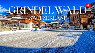 Grindelwald Switzerland in winter 🇨🇭  beautiful Swiss village in the snow ❄️ I 4K walking tour [upl. by Hafler846]