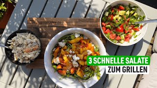 Salate zum Grillen 🥗 3 wirklich schnelle amp einfache SalatRezepte als leckere Grillbeilage [upl. by Rann]