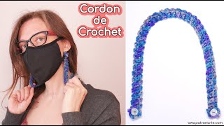 Cordón de Crochet  Ganchillo sujeta mascarillas bolsas Paso a Paso [upl. by Ahsiloc]