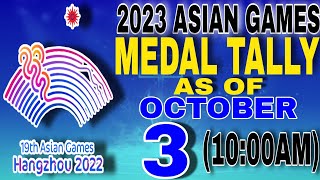 2023 asian games medals tally as of October 3 2023 1000 AM [upl. by Lodovico]