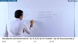 Concurrent Lines Equation Solution Explanation KCET 11th Mathematics 2D Geometry Straight Lines [upl. by Rebak]