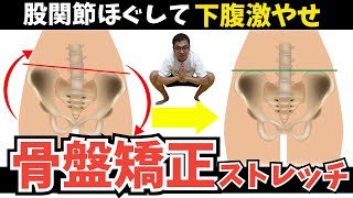 【骨盤矯正ストレッチ】骨盤矯正ストレッチで座ったまま激やせ！開いた骨盤引き締めて下腹凹む [upl. by Armat563]