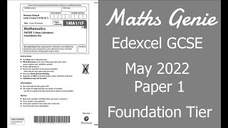 Edexcel GCSE Maths May June 2022 1F Exam Paper Walkthrough [upl. by Treblih]