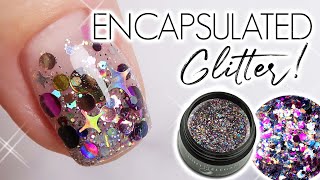 How To Encapsulate Chunky Glitter on Short Nails  Hard Gel Watch Me Work [upl. by Nowad]