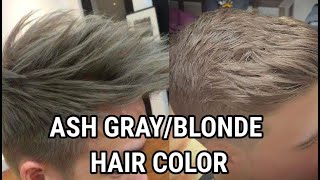 Ash Gray  Blonde Hair Color for Men Step by Step Procedure  How to achieve hair color [upl. by Ruthe]