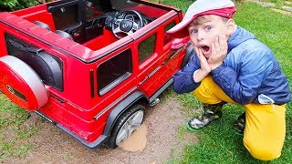 ALİNİN ARABASI ÇAMURA BATTI Kid Ride on Power Wheels Toy Car STUCK in the MUD [upl. by Corine]