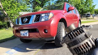 How to Replace the Alternator 2005  2012 Nissan 40 Pathfinder Xterra Navara 2005  2021 Frontier [upl. by Ingles]