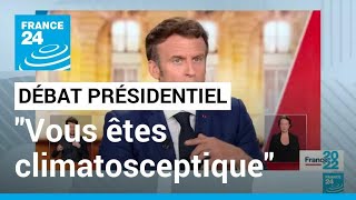 quotVous êtes climatosceptiquequot  Macron attaque Le Pen sur lécologie débat présidentiel [upl. by Nosaes]