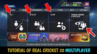 FULL TUTORIAL OF REAL CRICKET 20 MULTIPLAYER [upl. by Sutit580]