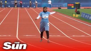 Somali runner sets record for slowest ever 100m after taking over 20 seconds to complete [upl. by Jennilee]