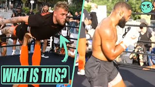 Jake Paul vs Tyron Woodley Open Workout Highlights BIZARRE [upl. by Odirfliw]