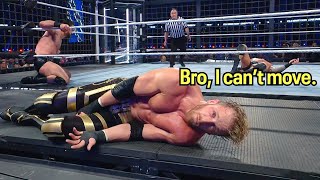 UNSEEN FOOTAGE – Logan Paul fakes an injury to cheat Randy Orton in the Elimination Chamber [upl. by Enitsyrhc]