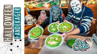 Opskrift på spooky grønne Halloween pandekager  GoCook by Coop [upl. by Enomar142]