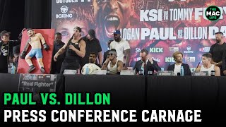 Logan Paul vs Dillon Danis amp KSI vs Tommy Fury  Carnage at Full Press Conference [upl. by Ikey]