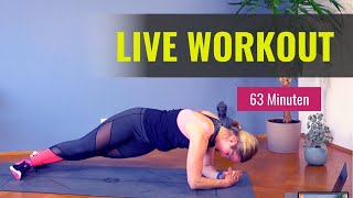 Workout 1 Stunde  Fitnesstraining zuhause  60 Minuten Fitness  Sport  Training  Ganzkörper [upl. by Carlstrom]