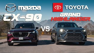 2024 Toyota Grand Highlander Vs Mazda CX90  Battle of the BEST 3Row SUVs [upl. by Rann312]