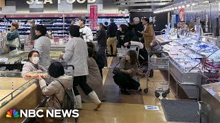 Videos show moments earthquakes struck Japan on New Years Day [upl. by Ahsratan]