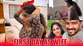 FIRST DAY AS A WIFE 😍  ഭർത്താവിന്റെ വീട്ടിൽ ആദ്യ ദിവസം 🥹  HOME TOUR  PULLOTHI [upl. by Elokcin396]