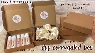 diy corrugated box for my small business ♡ easy amp affordable kraft paper [upl. by Mandi317]