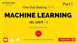 ML UNIT  1  IntroductionWell Posed ProblemLearning System  JNTUH R18  One Day Batting Videos [upl. by Ferren]