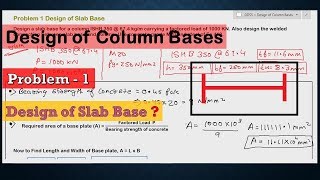 Problem 1 Design of Slab Base  Design of Column Bases  Design of Steel Structures [upl. by Yesnel479]