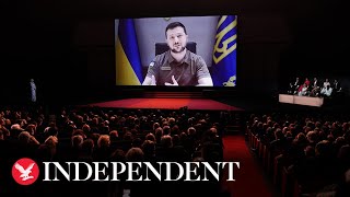 Volodymyr Zelensky receives standing ovation as he addresses Cannes Film Festival [upl. by Mariellen]