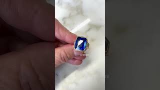 45 Carat Emerald Cut Blue Gemstone with White Accent Stones Ring [upl. by Llerreg258]