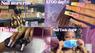 LIFE AS A NAIL TECH VLOG🩷  700 day  TEA 🐸 14 hour shift  nail store run 🩷 [upl. by Lenz]