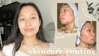 my holy grail skincare routine  how I healed my severe acne scarring texture amp hyperpigmentation [upl. by Fayre]