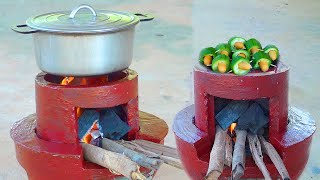 How To Make A 2 In 1 Firewood Stove From A Plastic Mold [upl. by Eelyr]