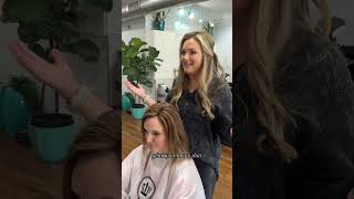 Watch as this beautiful client learns how to put on her brand new custom color topper 🫶 [upl. by Boleslaw]