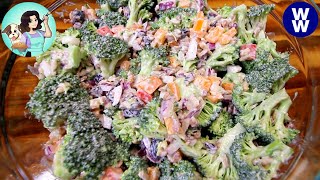 Easy Broccoli Salad  WW friendly Weight Watchers🥦🥓🧅Perfect MakeAhead Summer Salad [upl. by Marcell]