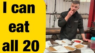 EATING CHALLENGE Man’s near DEATH Experience  20 cheese oatcakes fastest time ever [upl. by Ahsyek]