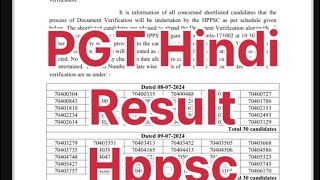 PGT Hindi Screening Result Hppsc Hppsc 2024 [upl. by Yesmar560]