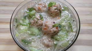 Meatballs and Misua with PatolaHow to cook Misua Soup with Meatballs and Patola [upl. by Jorey]