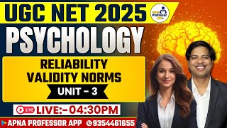 UGC NET Psychology 2024  25  UNIT  03 Reliability validity norms  DrLokeshBali [upl. by Nednal]