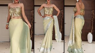 How To Set Saree Pallu At The Waist For Photoshoot [upl. by Annawaj463]