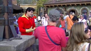 Gaston Meets Guests in Fantasyland at Walt Disney World [upl. by Aiuqes]