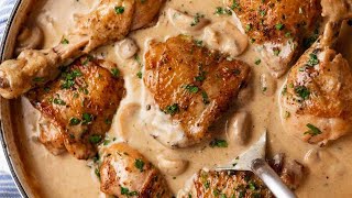 Chicken Fricassee  quick French Chicken Stew [upl. by Ahcsatan]