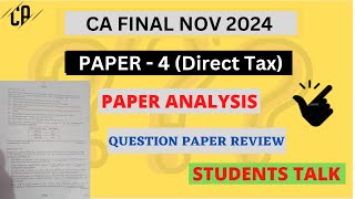 CA Final DT Paper Review amp Anaysis  CA Final DT Nov 2024  CA EXAM NOV 24 CA EXAM PAPER LIVE [upl. by Royall148]